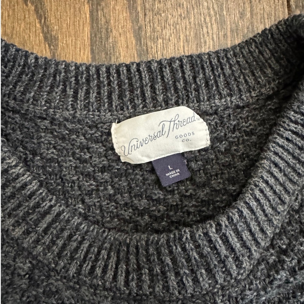 Universal Thread‎ Gray Textured Knit Sweater High Low Womens Large Cotton Blend - Picture 7 of 8